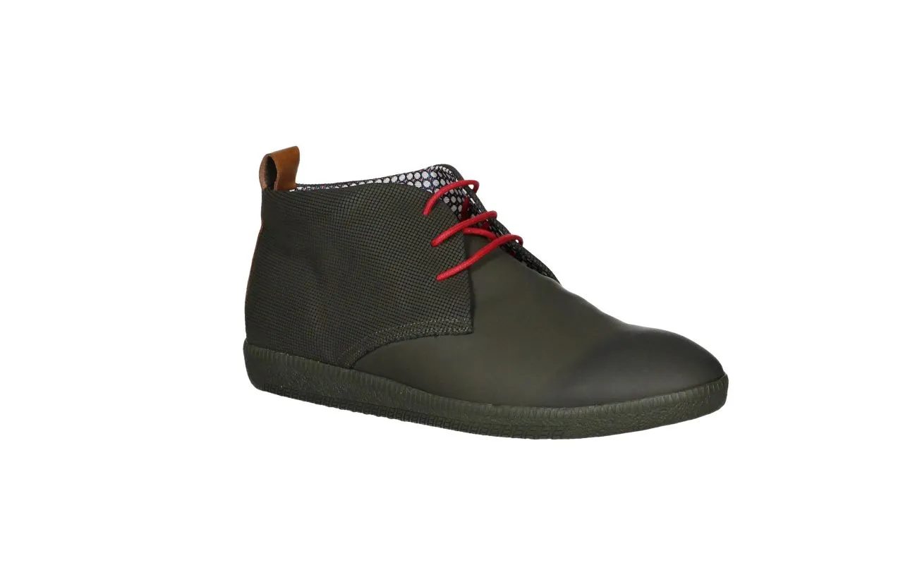Bota Cordon Verde Trasera Cuadritos Tirador Piel Cuero