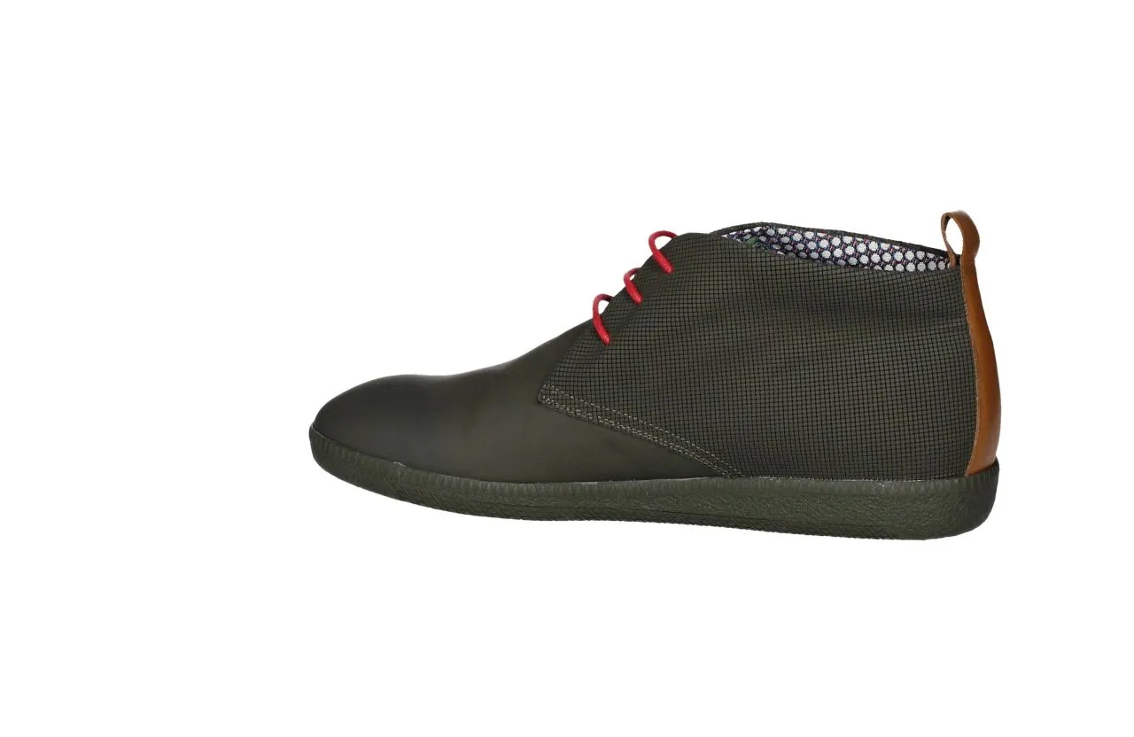 Bota Cordon Verde Trasera Cuadritos Tirador Piel Cuero