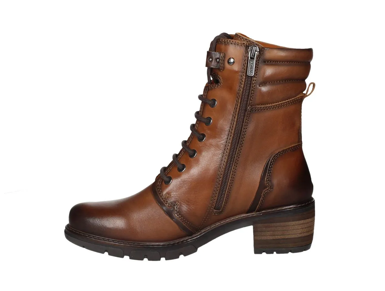Bota Cordon/cremallera Piel Cuero Cuello Acolchado