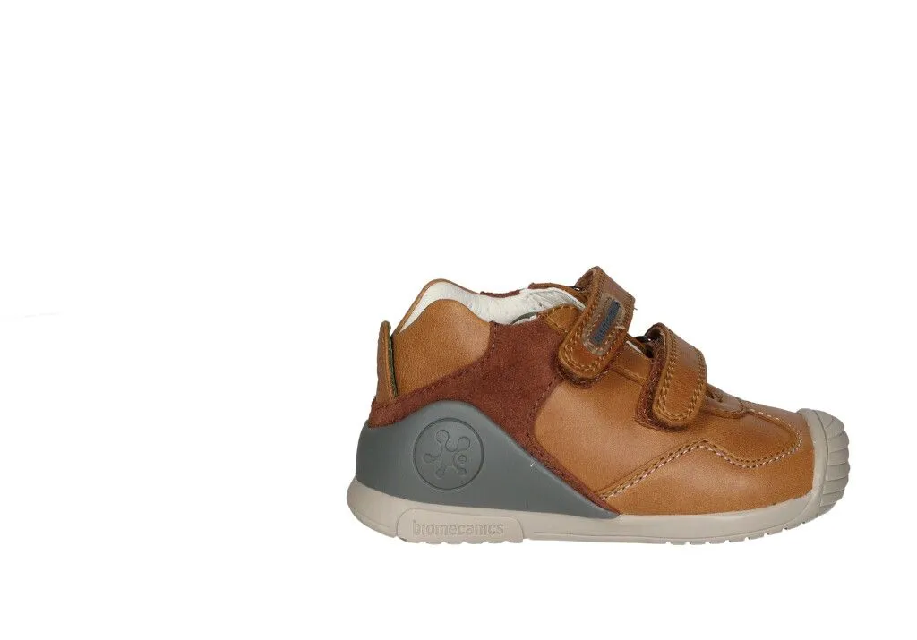Bota Dos Velcros Piel Cuero Pieza Talon Gris