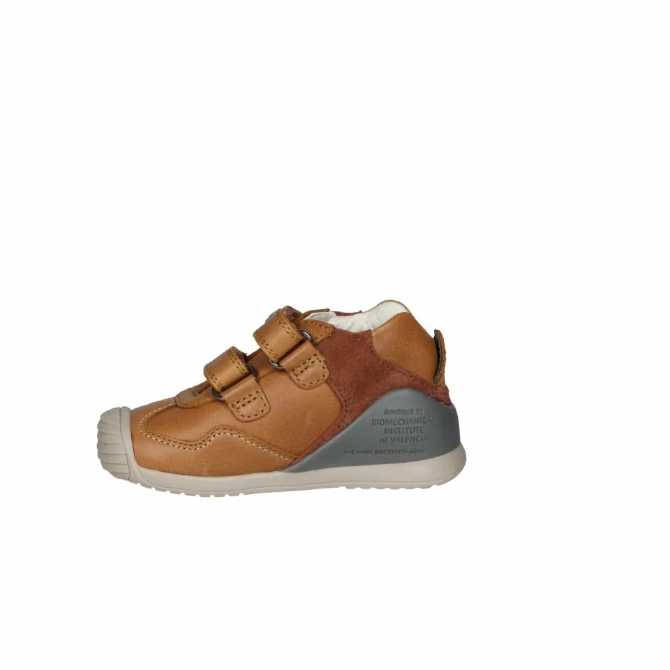 Bota Dos Velcros Piel Cuero Pieza Talon Gris