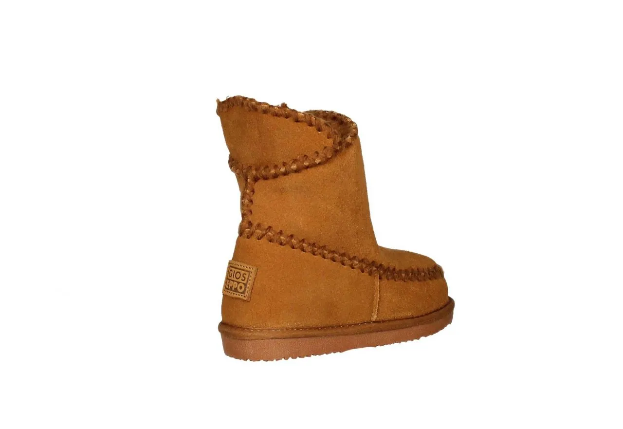 Bota Enteriza Nobuck Cuero Pespuntes y Forro Borrego