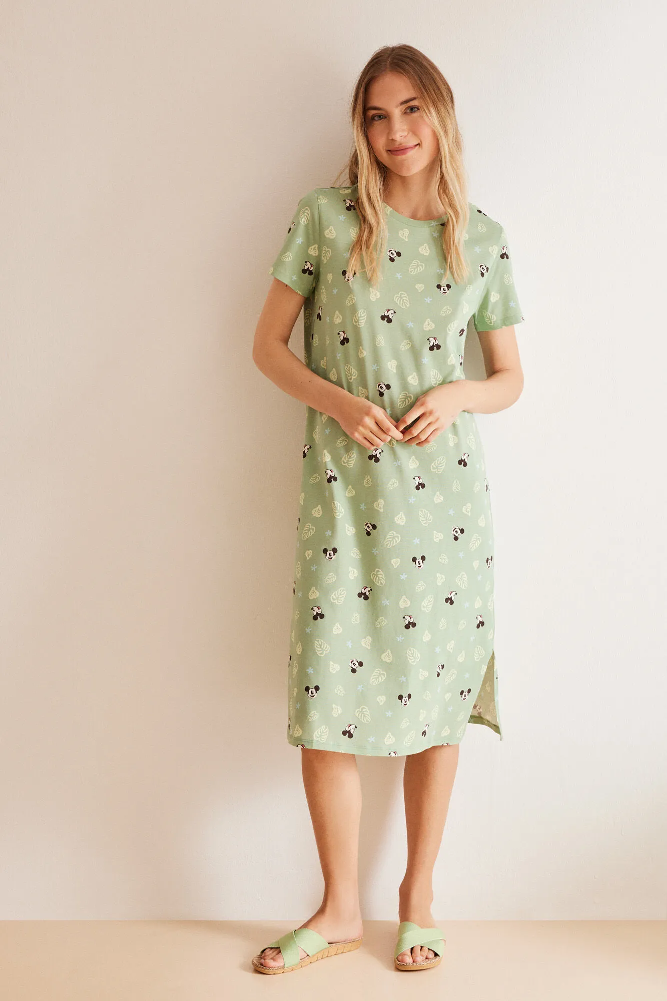 Camisón midi 100% algodón Mickey