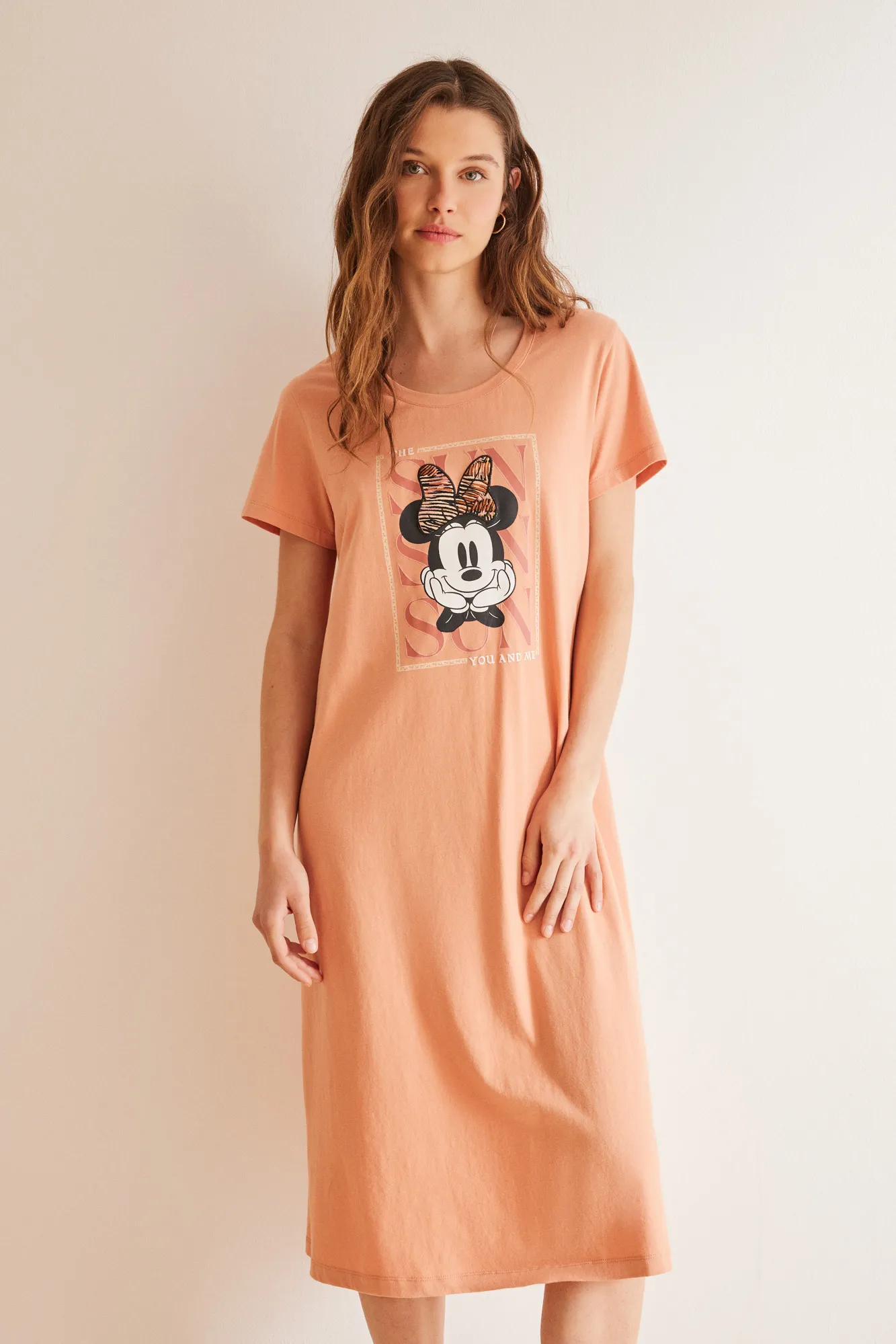 Camisón midi 100% algodón ocre
