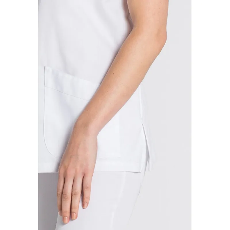CAMISOLA SANITARIA DE MUJER BLANCA CON CUELLO MAO  DYNEKE