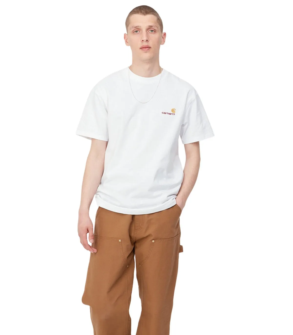 CARHATT  CAMISETA PARA HOMBRE BLANCA  AMERICAN SCRIPT TSHIRT
