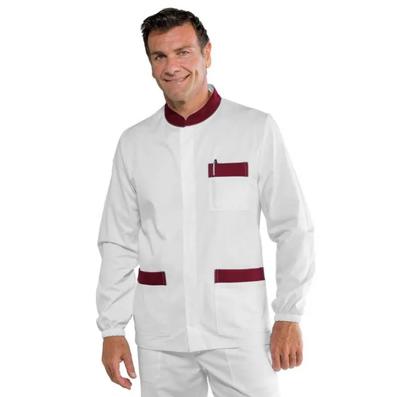 CASACA CORFú BLANCA CON DETALLE BURDEOS ISACCO  TALLA L Y XL