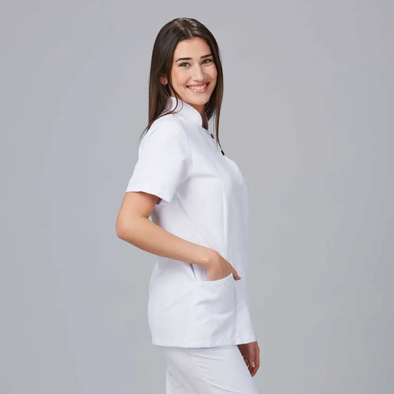 CASACA MICROFIBRA BLANCA CON CORCHETE OCULTO MALDIVAS  GARY'S