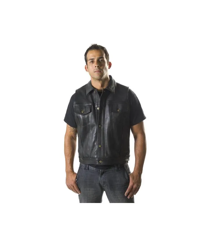 Chaleco motero de cuero para hombre anarchy OSX LEATHER 254 LEE