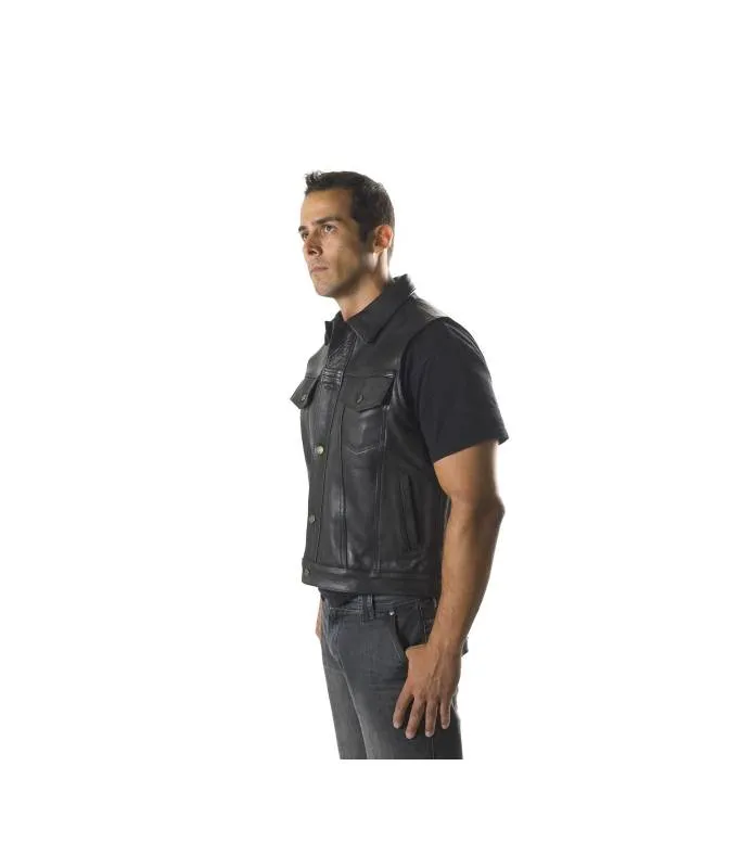 Chaleco motero de cuero para hombre anarchy OSX LEATHER 254 LEE