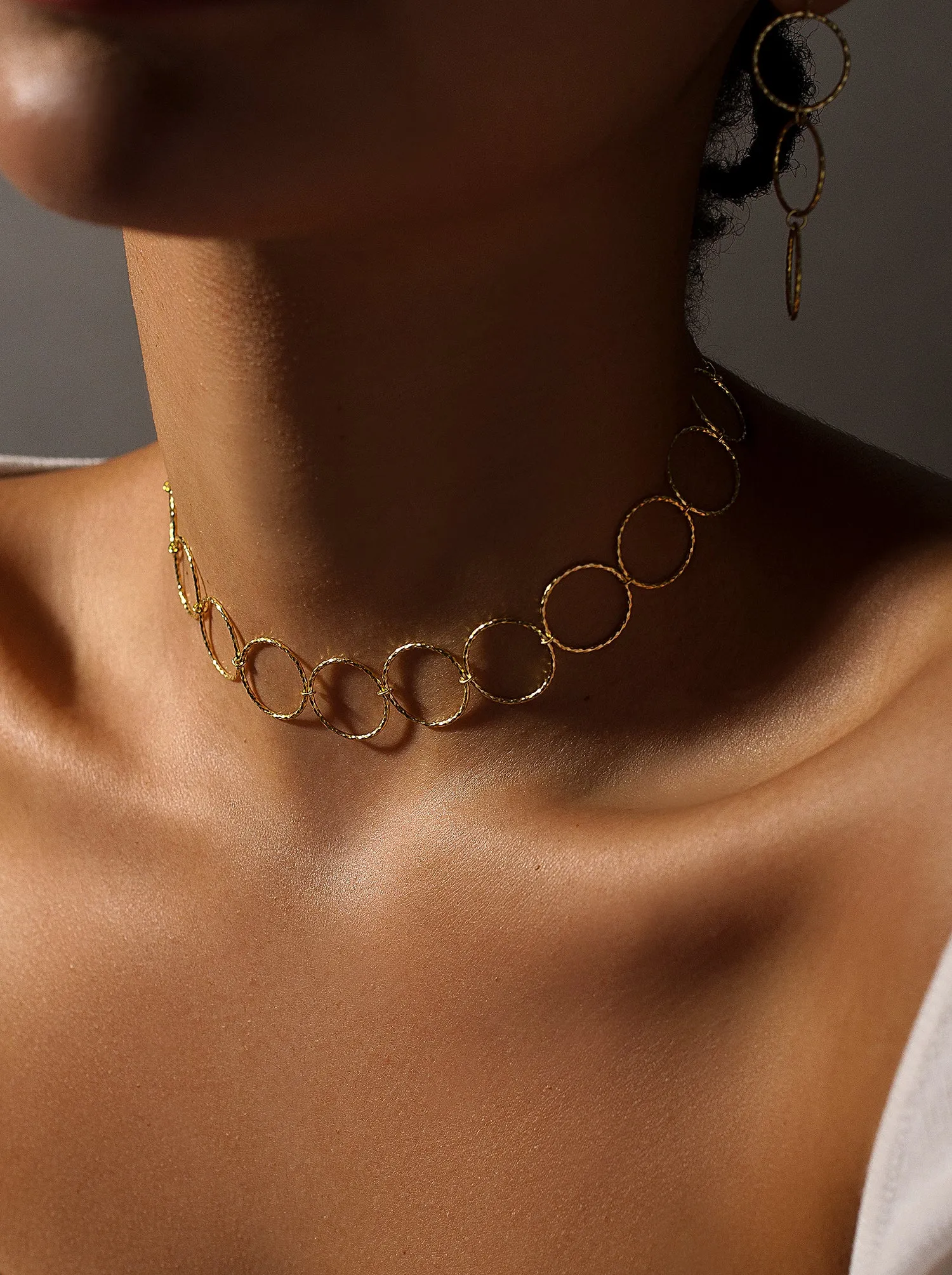Choker de plata baada en oro diseo aros estilo boho