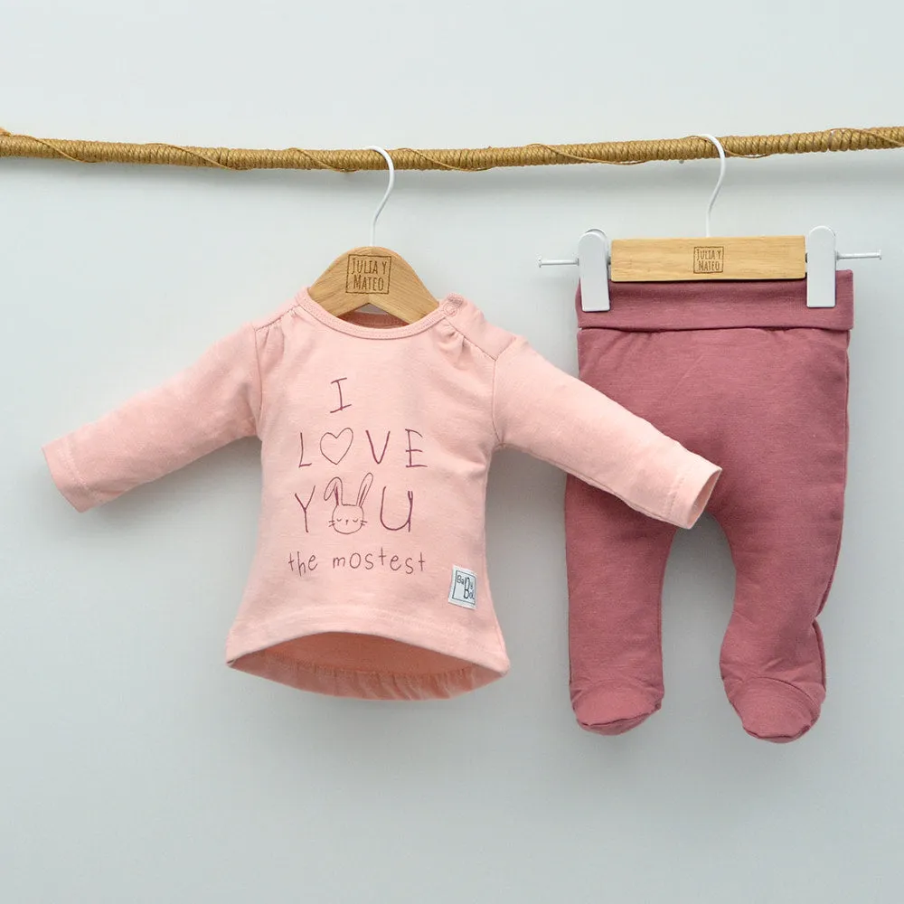 Conjunto bebé Elsa camiseta, polaina y gorrito