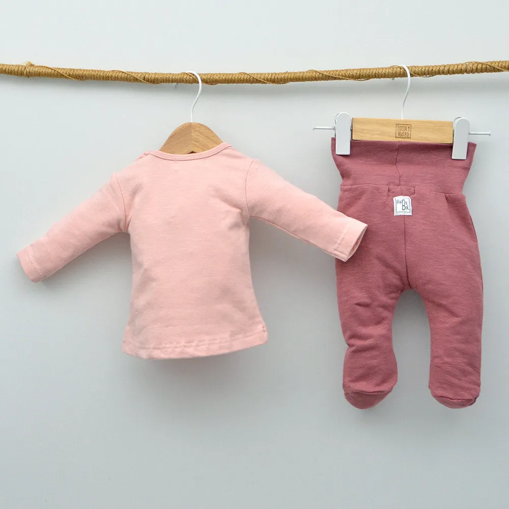 Conjunto bebé Elsa camiseta, polaina y gorrito