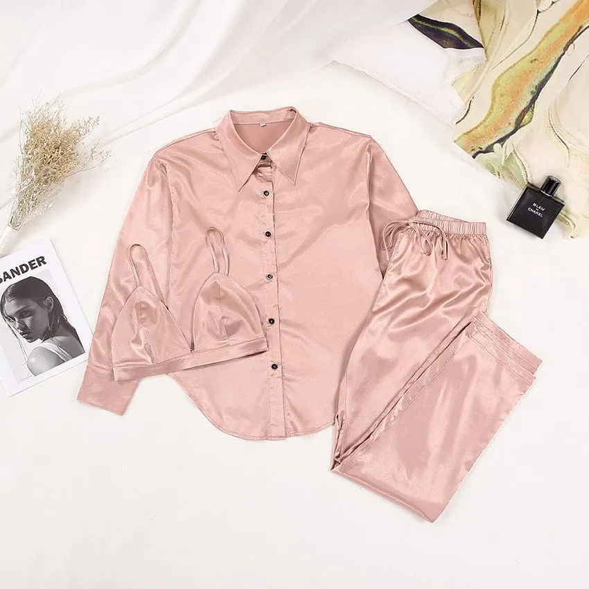 Conjunto de ropa de noche con manga larga