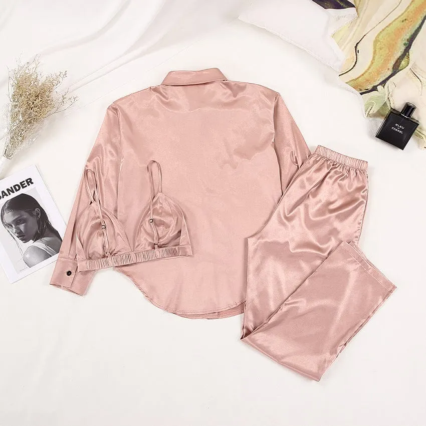 Conjunto de ropa de noche con manga larga
