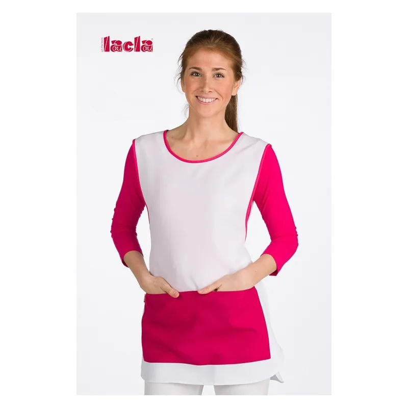 ESTOLA BLANCA BáSICA CON VIVO FUCSIA LACLA  OFERTA