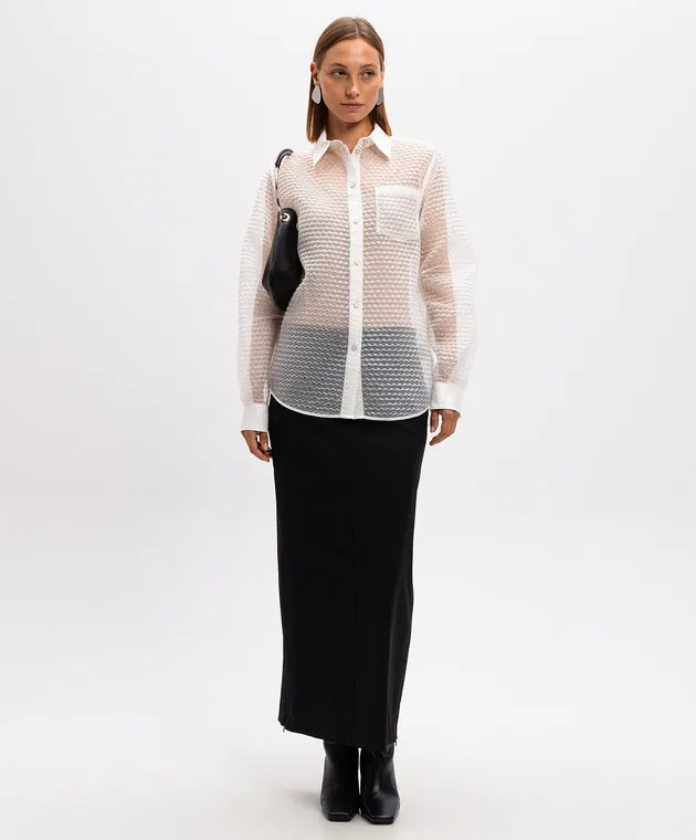 Helmut Lang Black midi skirt made of wool