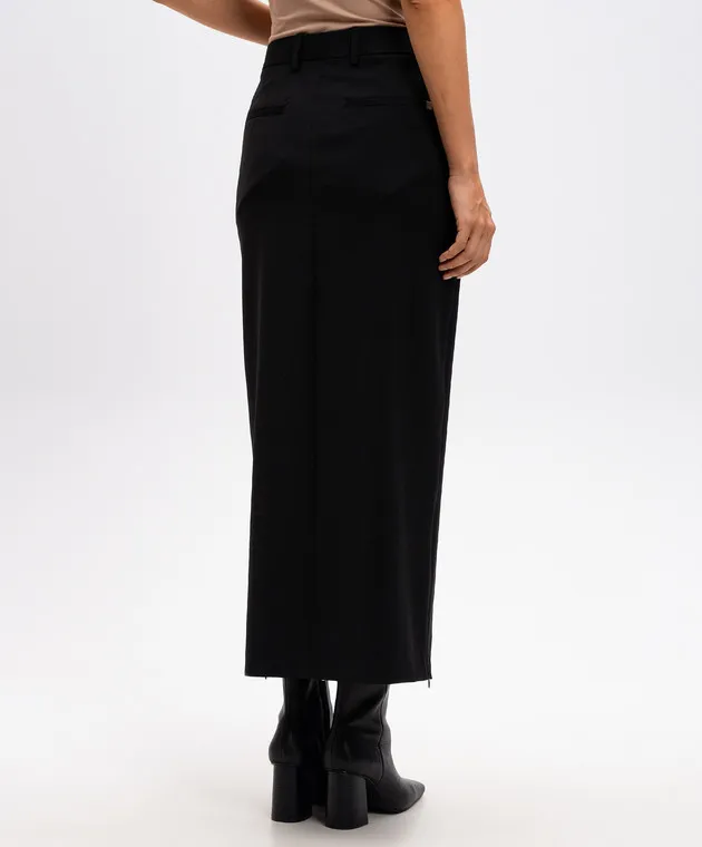 Helmut Lang Black midi skirt made of wool