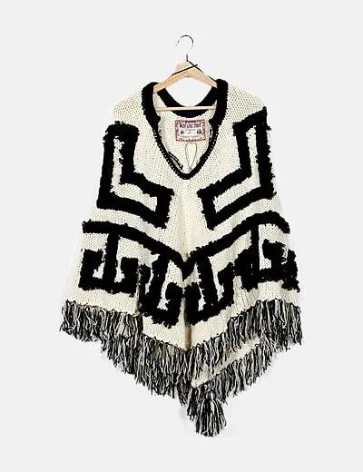 Highly Preppy Poncho punto bicolor