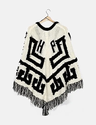 Highly Preppy Poncho punto bicolor