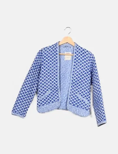 Mango Chaqueta azul estampada