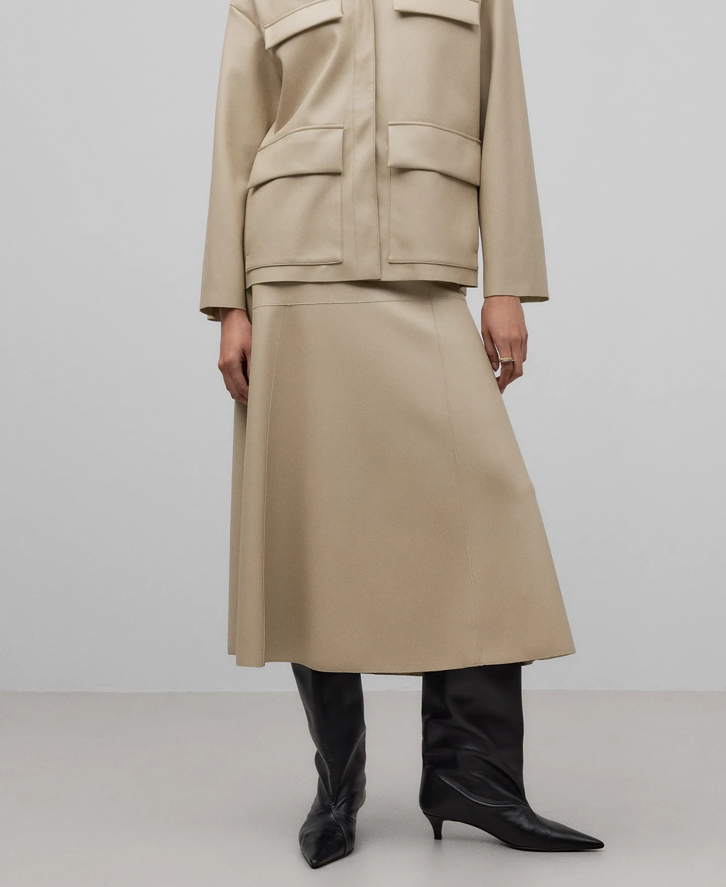 MIDI LEATHERNONLEATHER SKIRT WOMAN