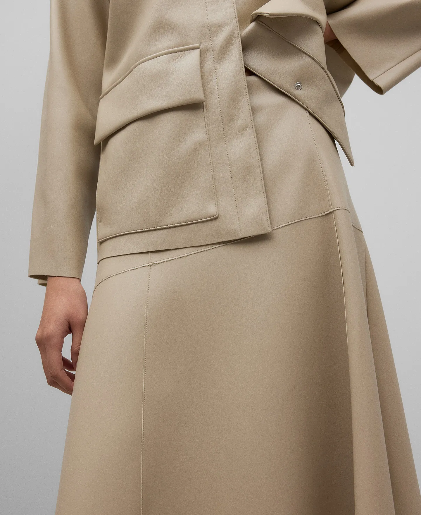 MIDI LEATHERNONLEATHER SKIRT WOMAN