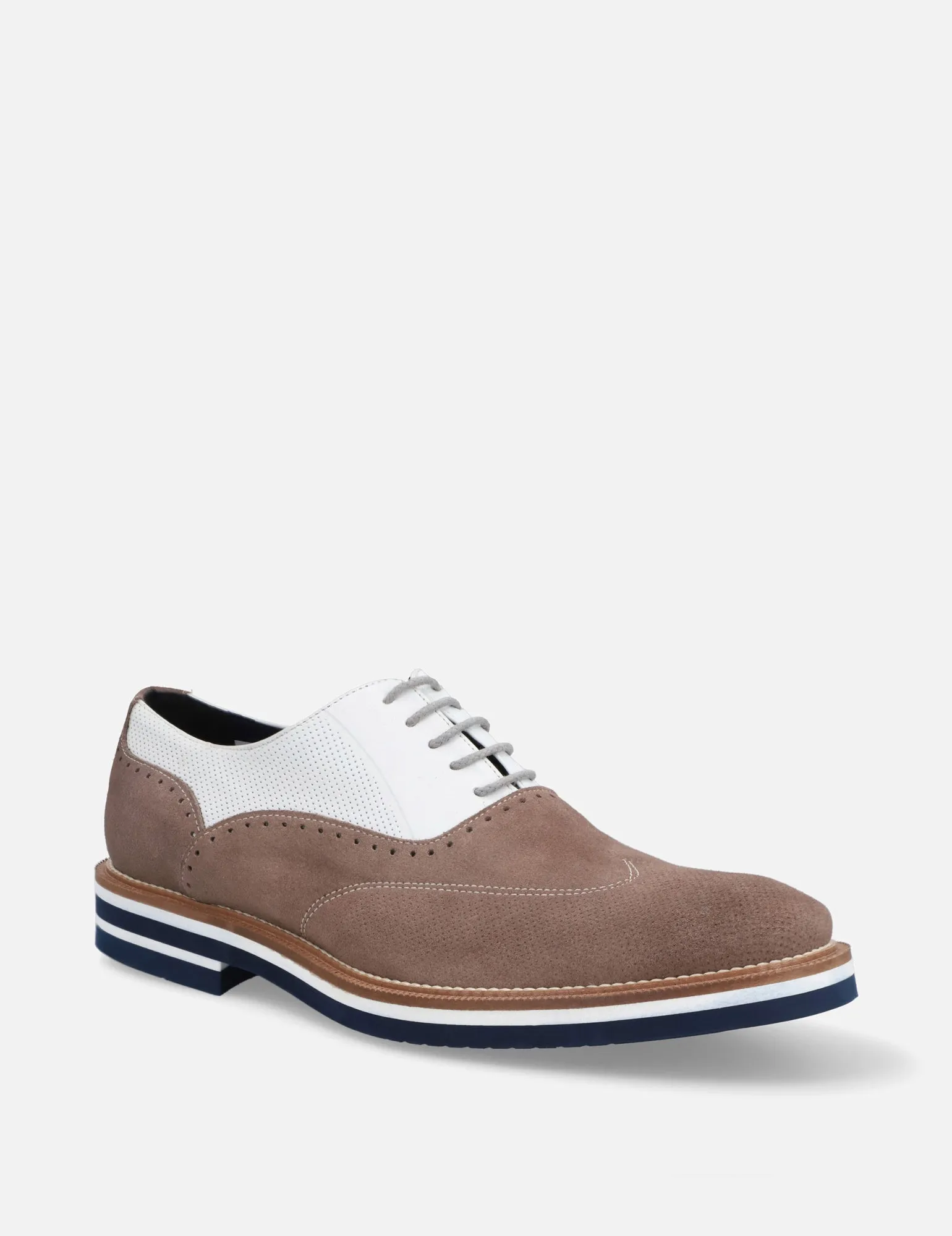 Oxford en piel  y ante color beige