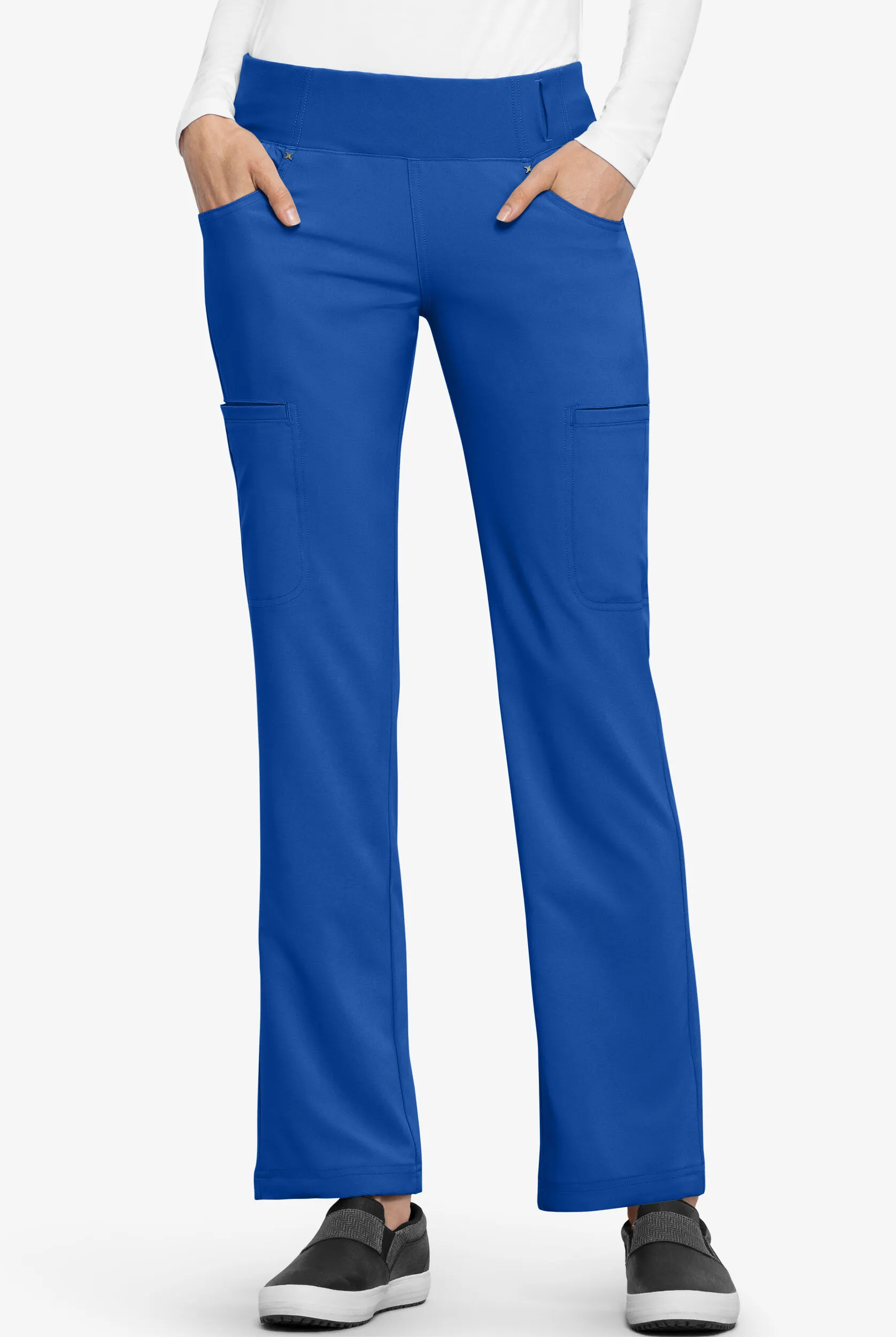 Pantalón médico Cherokee iFlex petite estilo cargo con cintura de punto tejido para mujer