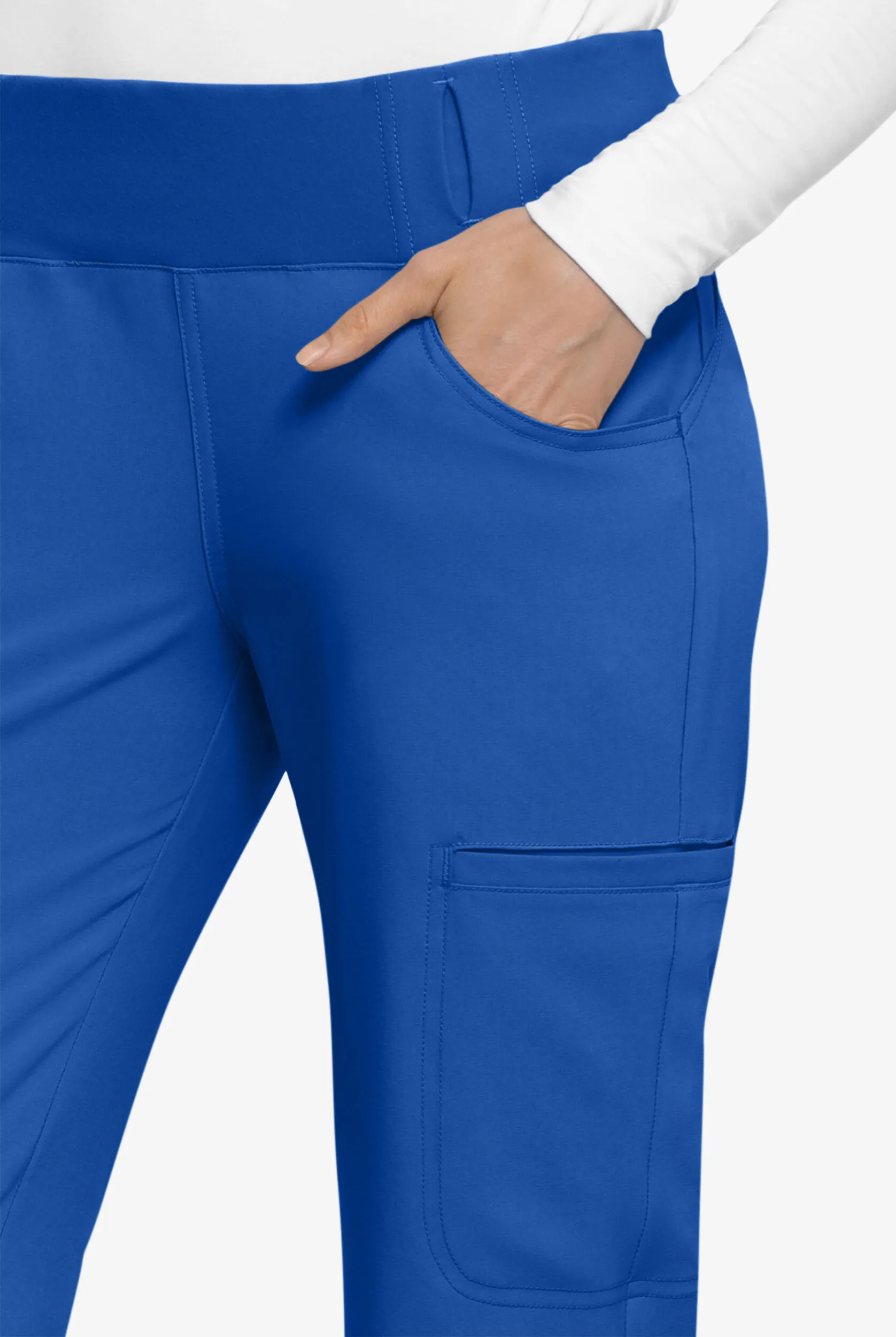 Pantalón médico Cherokee iFlex petite estilo cargo con cintura de punto tejido para mujer