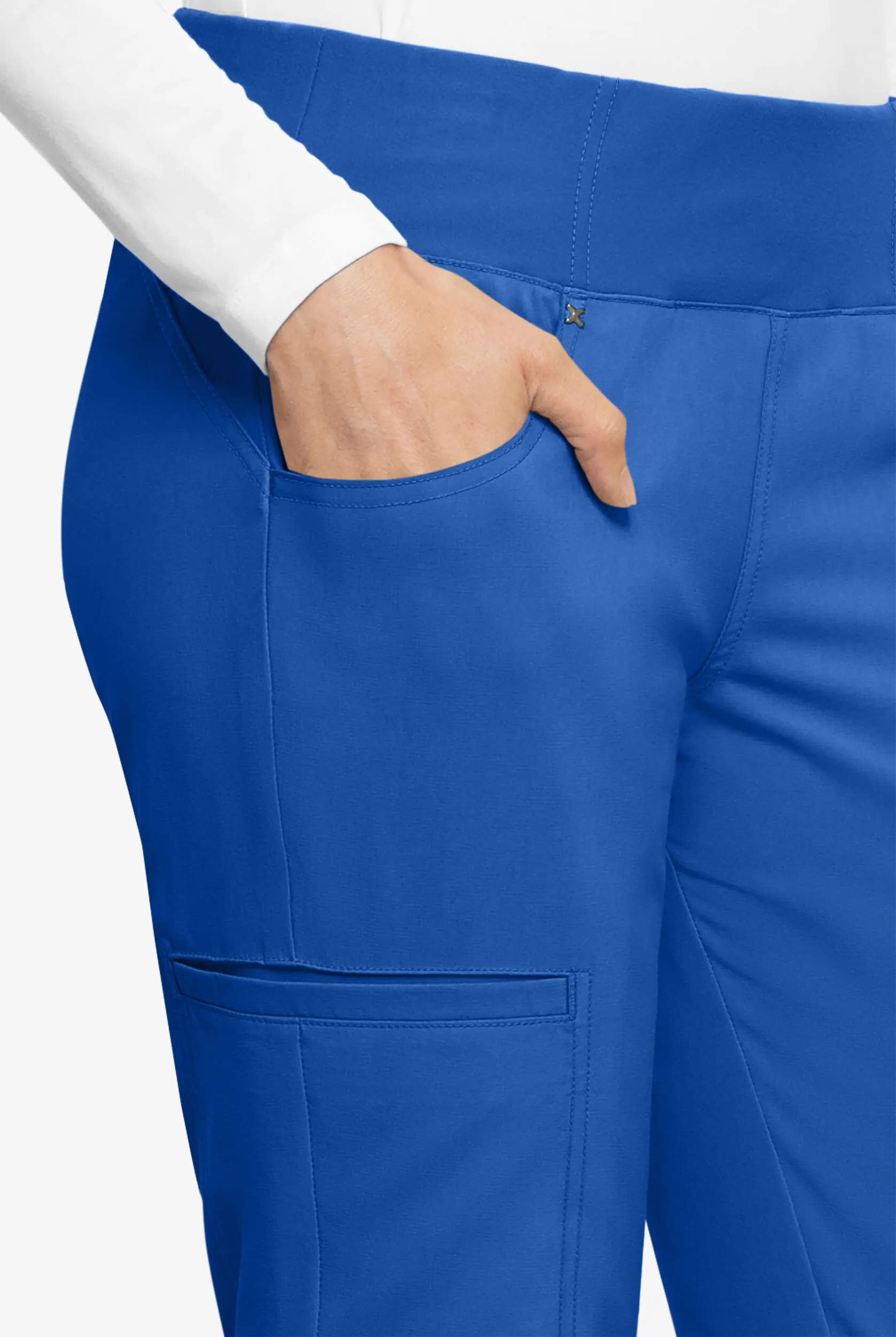 Pantalón médico Cherokee iFlex petite estilo cargo con cintura de punto tejido para mujer