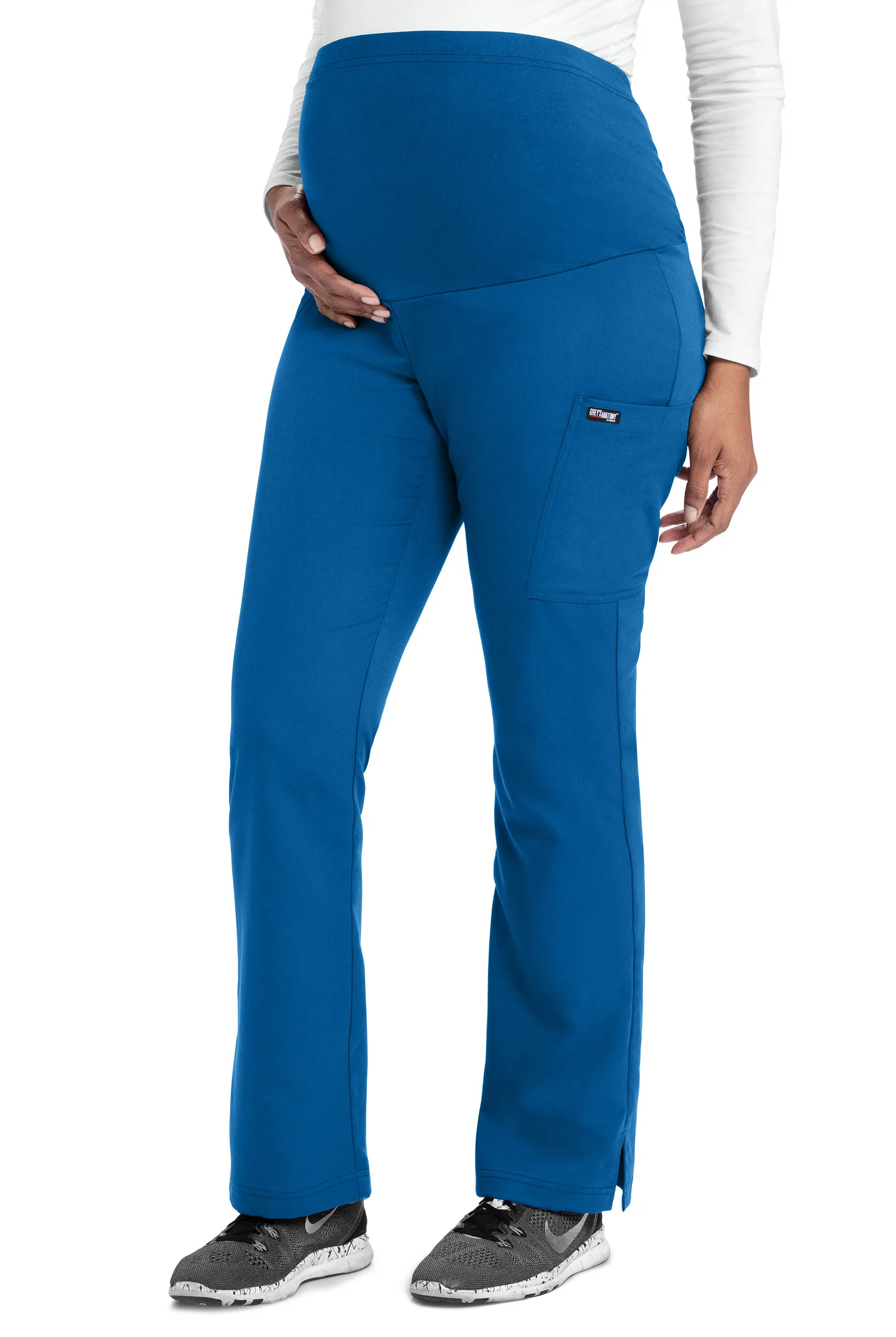 Pantalón médico de maternidad Grey's Anatomy estilo cargo con cintura tejida y 1 bolsillo para mujer