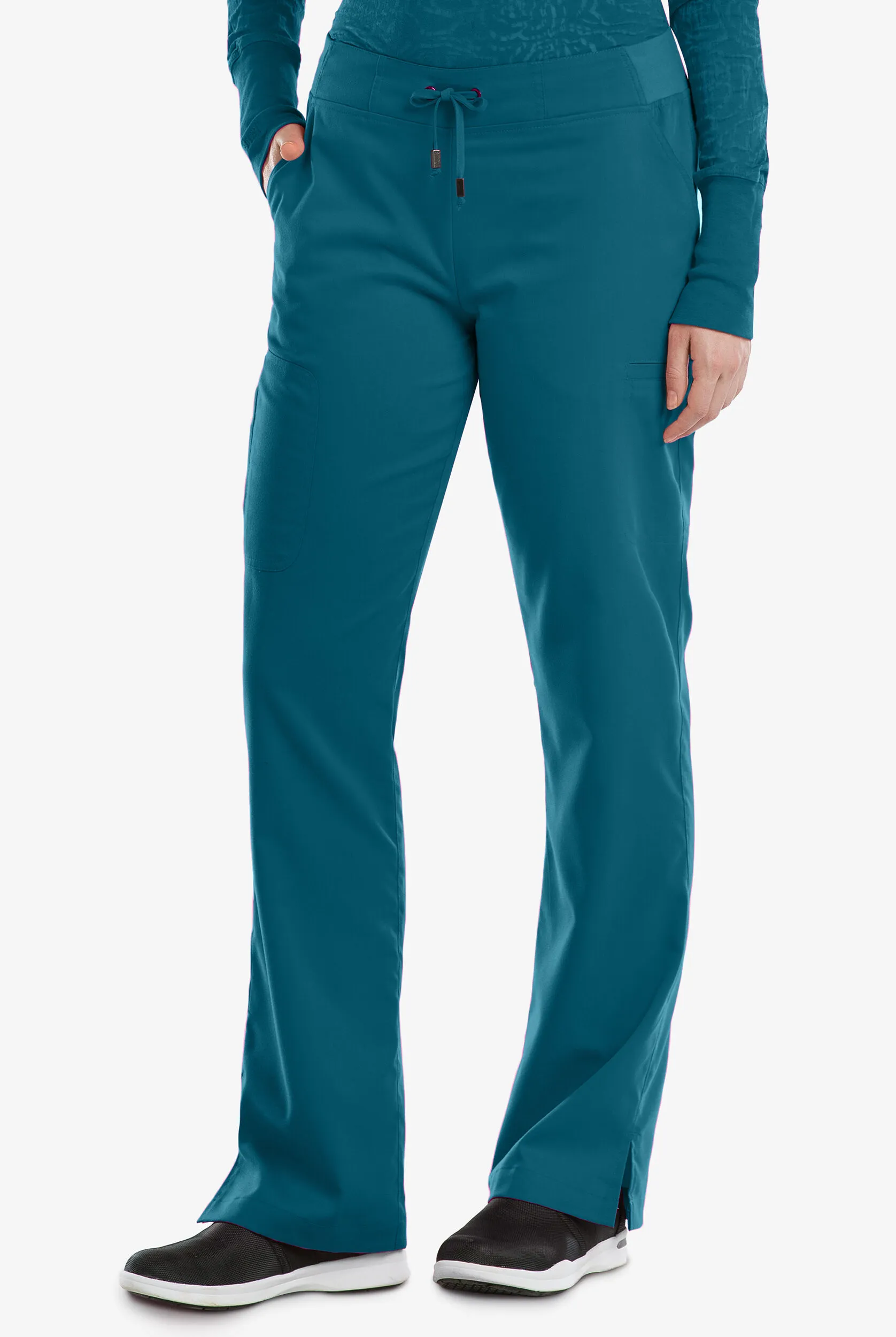 Pantalón médico Grey's Anatomy estilo cargo con piernas rectas y 6 bolsillos para mujer