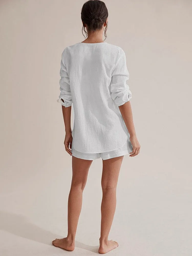 Pijama blanco de dos piezas de muselina