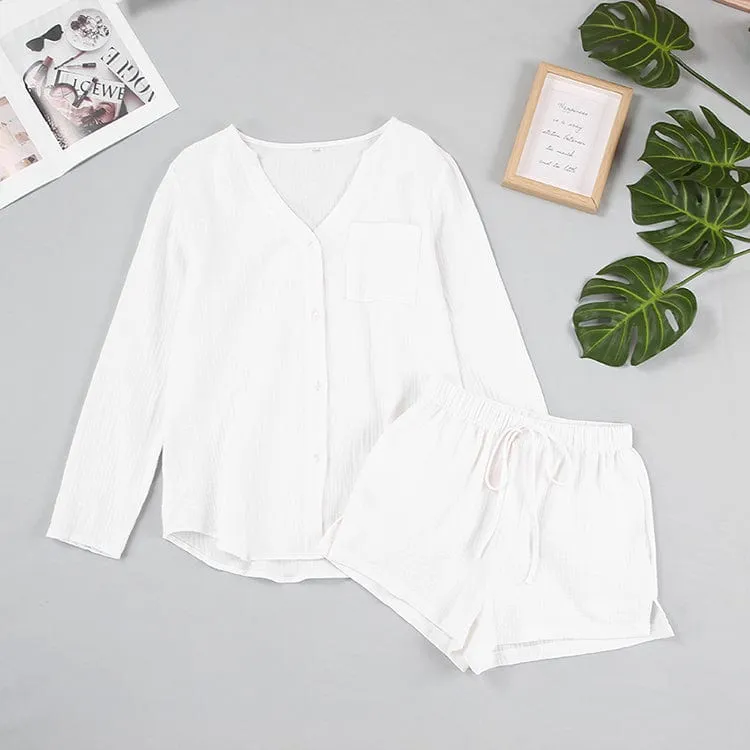 Pijama blanco de dos piezas de muselina