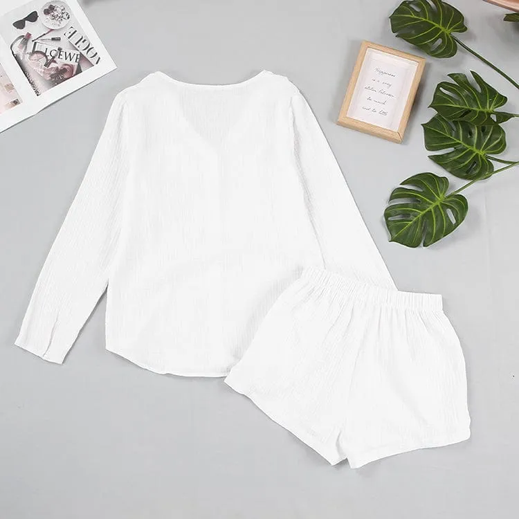 Pijama blanco de dos piezas de muselina