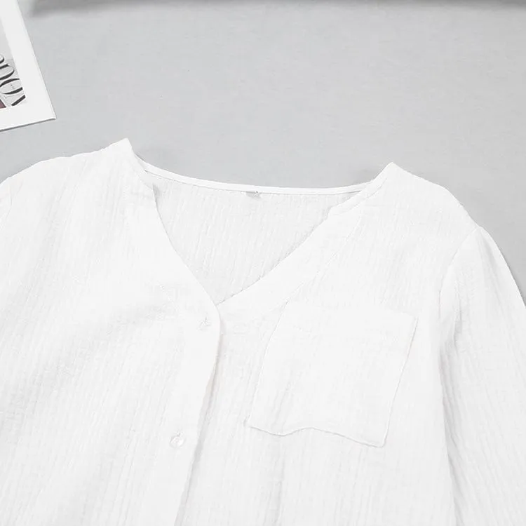Pijama blanco de dos piezas de muselina