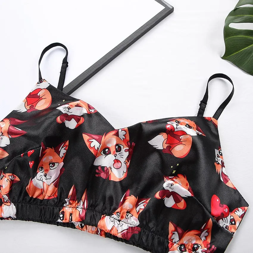 Pijama de dos piezas con estampado de zorro