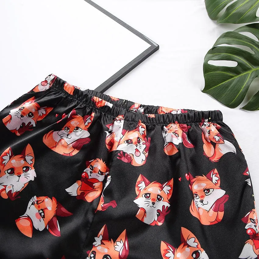 Pijama de dos piezas con estampado de zorro