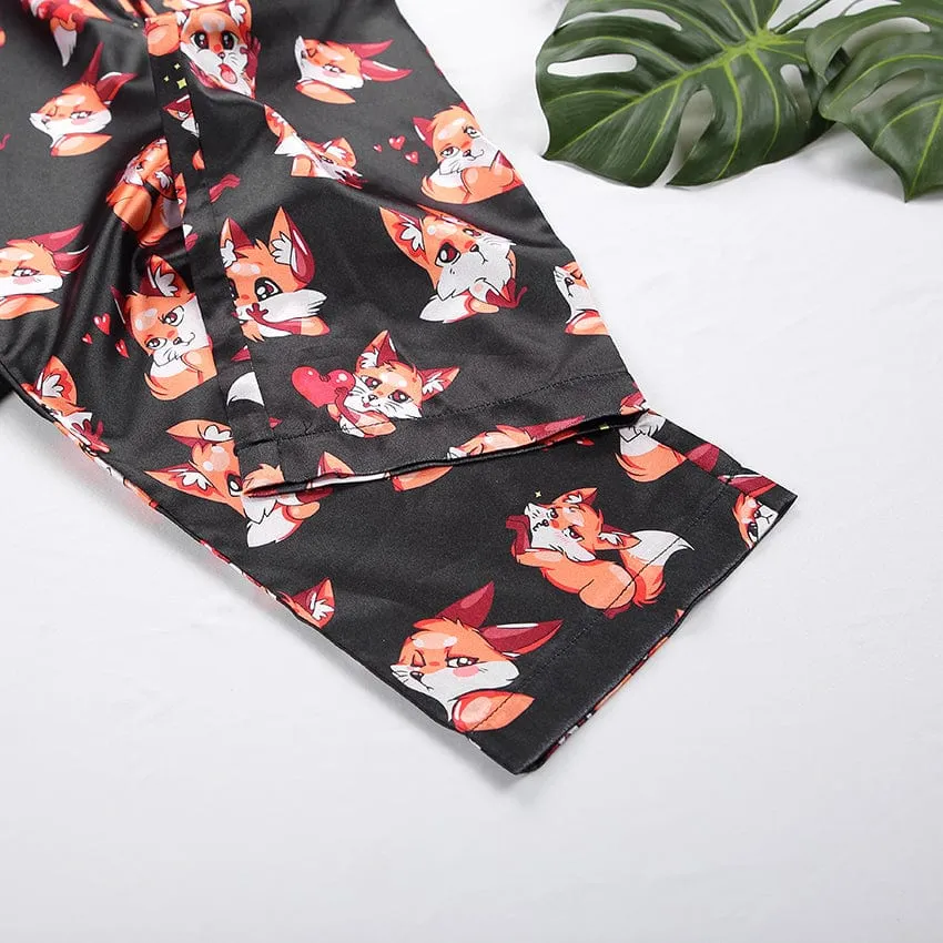 Pijama de dos piezas con estampado de zorro