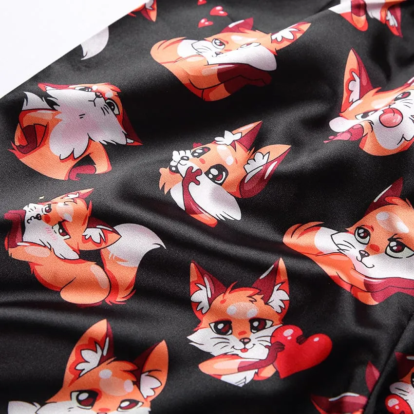 Pijama de dos piezas con estampado de zorro