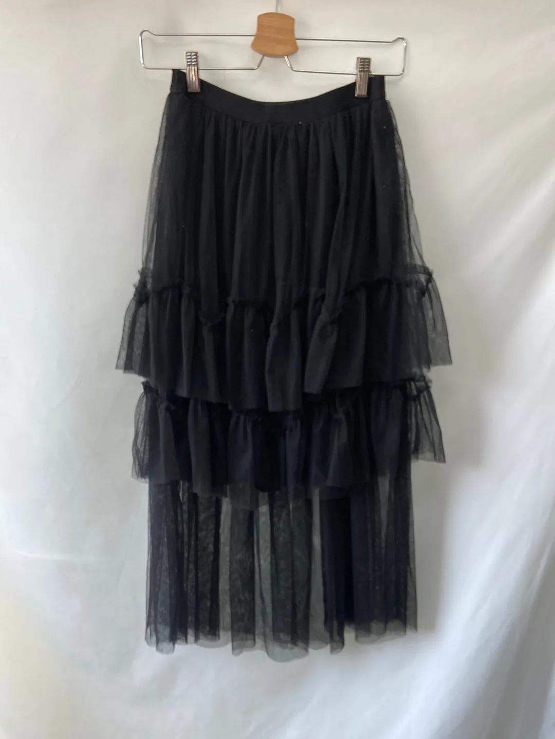 POÈTE.Falda negra midi tul T.m
