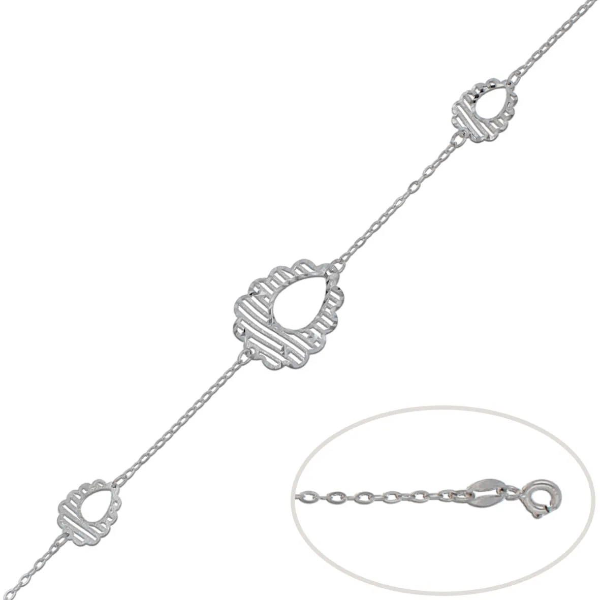 Pulsera Plata Detalle Central 17mm.