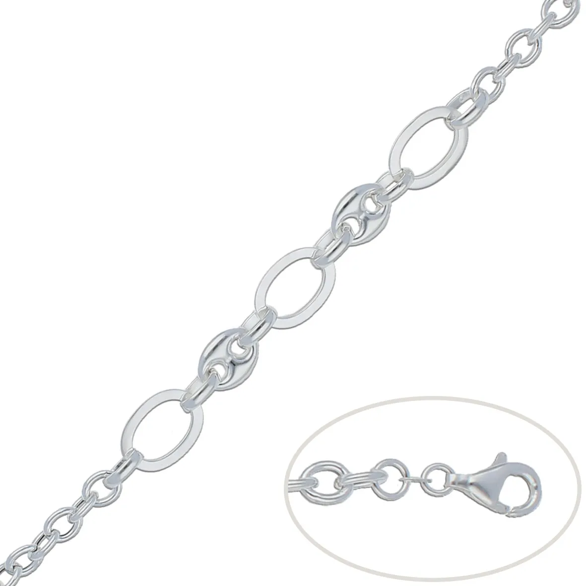 Pulsera Plata Eslabones 11mm.