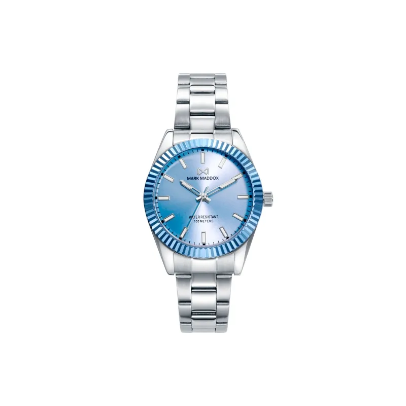RELOJ MARK MADDOX MUJER SHIBUYA ESFERA AZUL CIELO CORREA ACERO MM100037