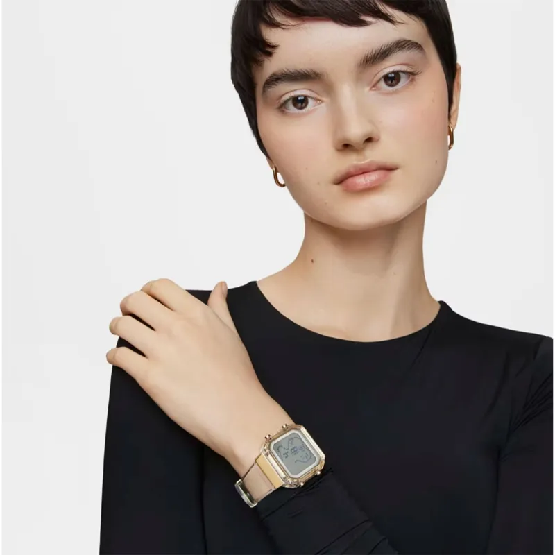 RELOJ TOUS DIGITAL DE POLICARBONATO TRANSPARENTE Y ACERO IPG DORADO DBEAR FRESH 3000131200