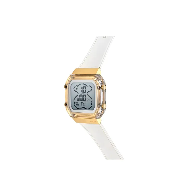 RELOJ TOUS DIGITAL DE POLICARBONATO TRANSPARENTE Y ACERO IPG DORADO DBEAR FRESH 3000131200