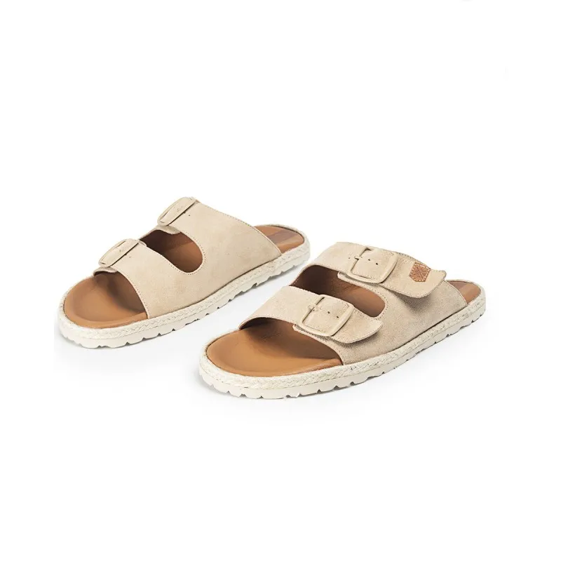 Sandalia Plana Icacos Serraje Beige