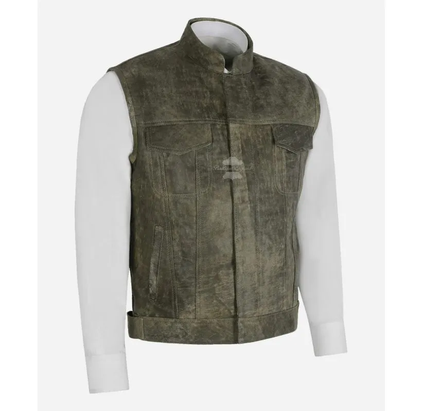 SOA BIKER VEST MEN'S SONS OF ANARCHY Vintage Waxed LEATHER WAISTCOAT