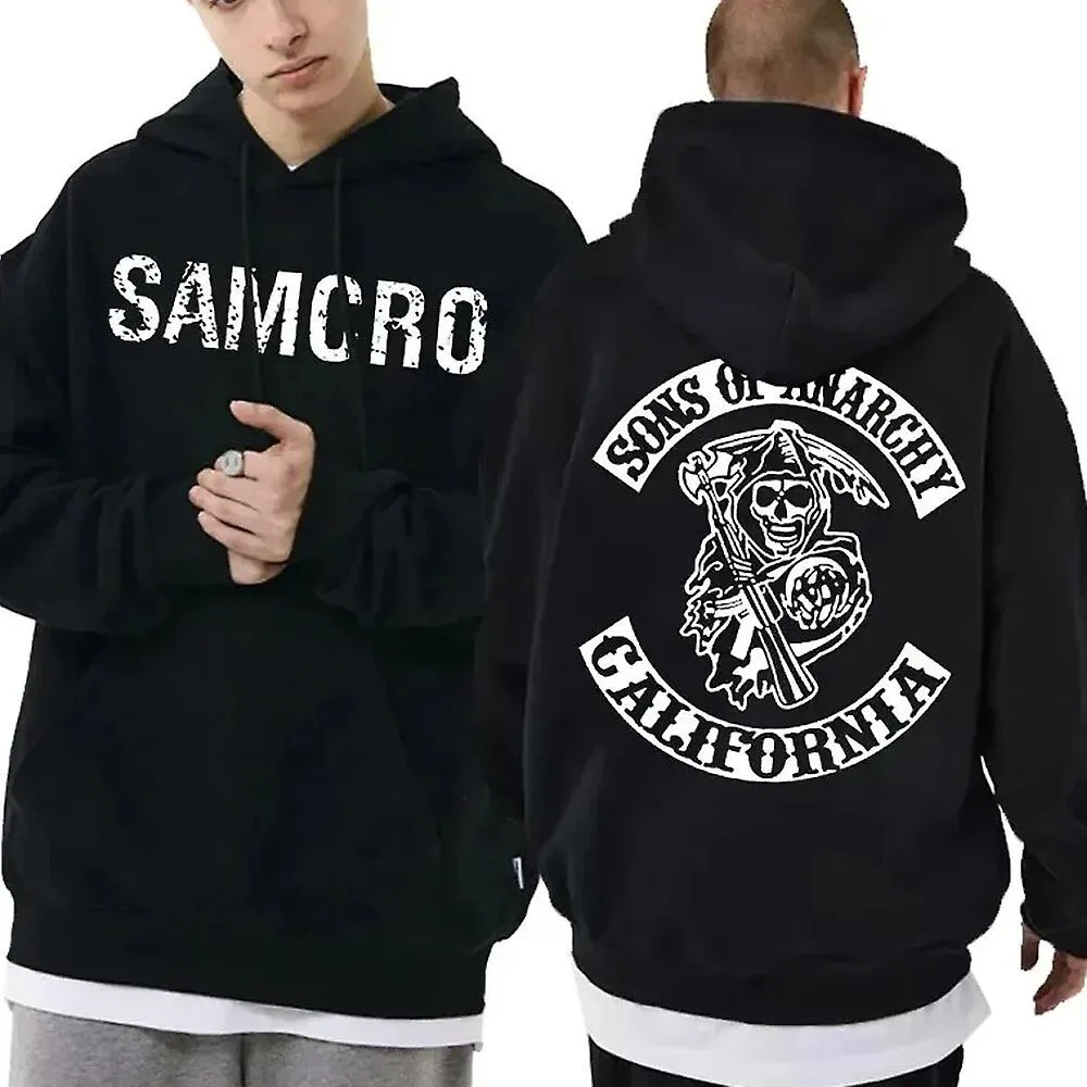 Sons of Anarchy SAMCRO Sudadera con capucha con estampado de doble cara Sudadera con capucha para hombre Womnen Moda Diseño de m